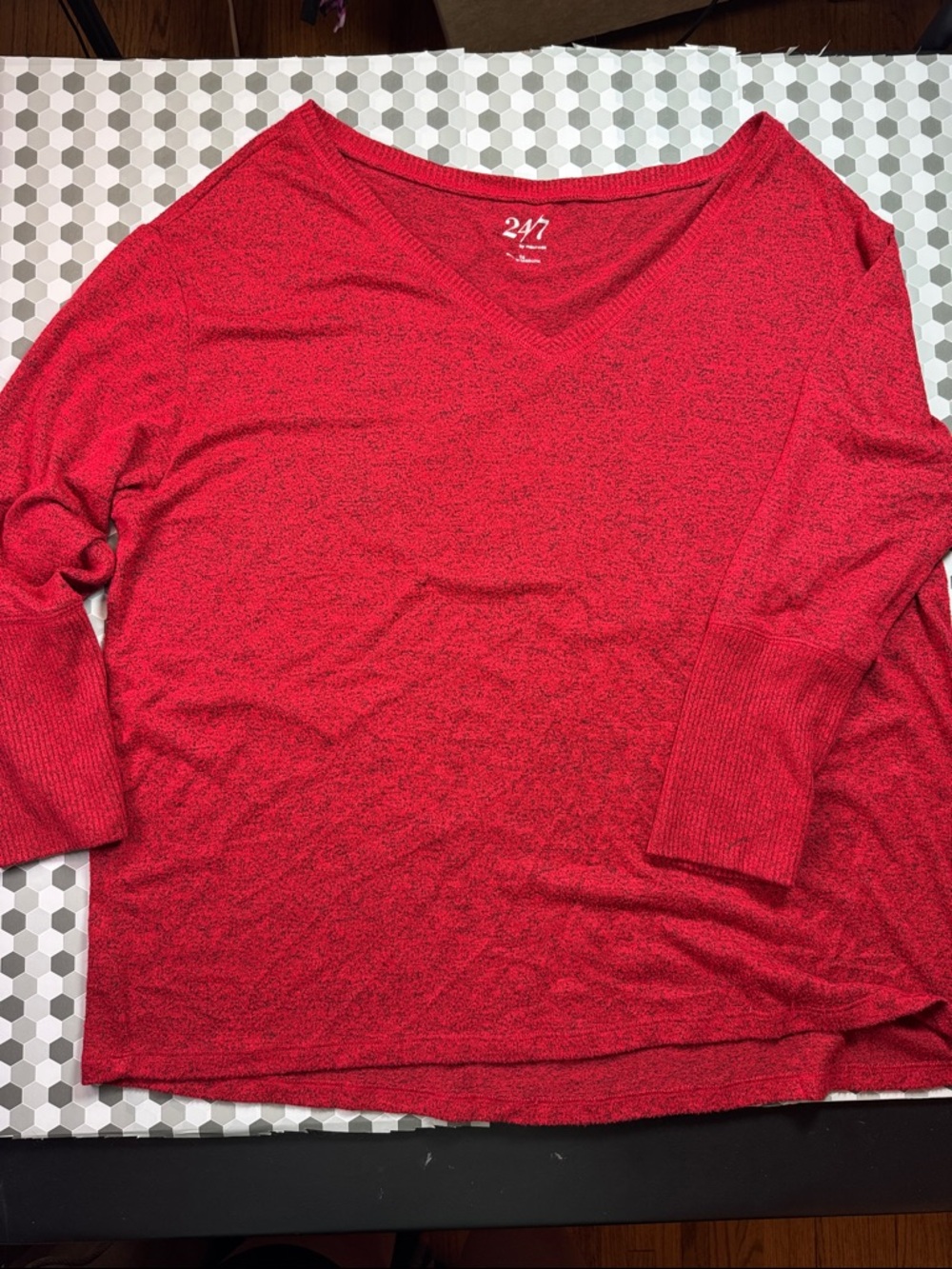 247 Women’s Red V-Neck Lightweight Pullover Sweater